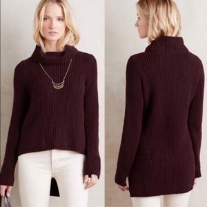 Moth Antropologie High-low Bordeaux Plum Sweater-S